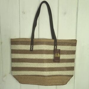 Alfa Bags Striped Jute Knit Top Handle Bag